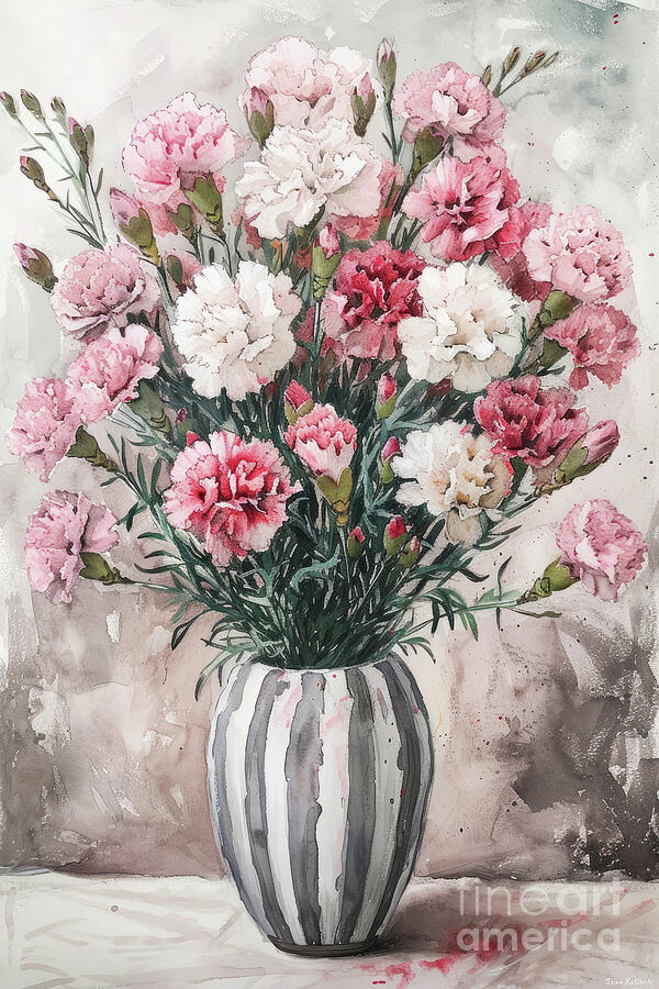 Pretty Pink Carnations Painting by Tina LeCour