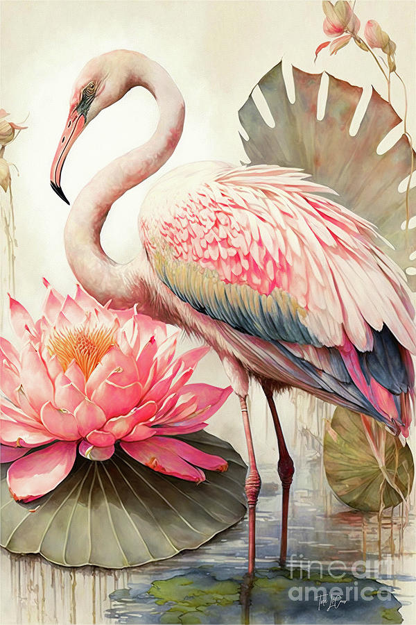 Pretty Pink Flamingo 2 Painting by Tina LeCour
