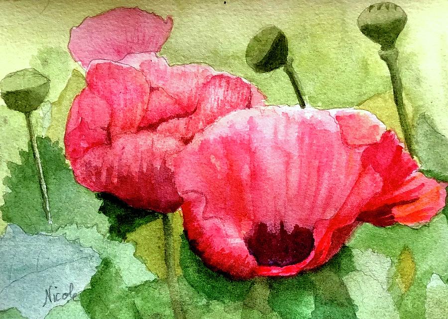 Pretty Pink Poppies Painting by Nicole Curreri