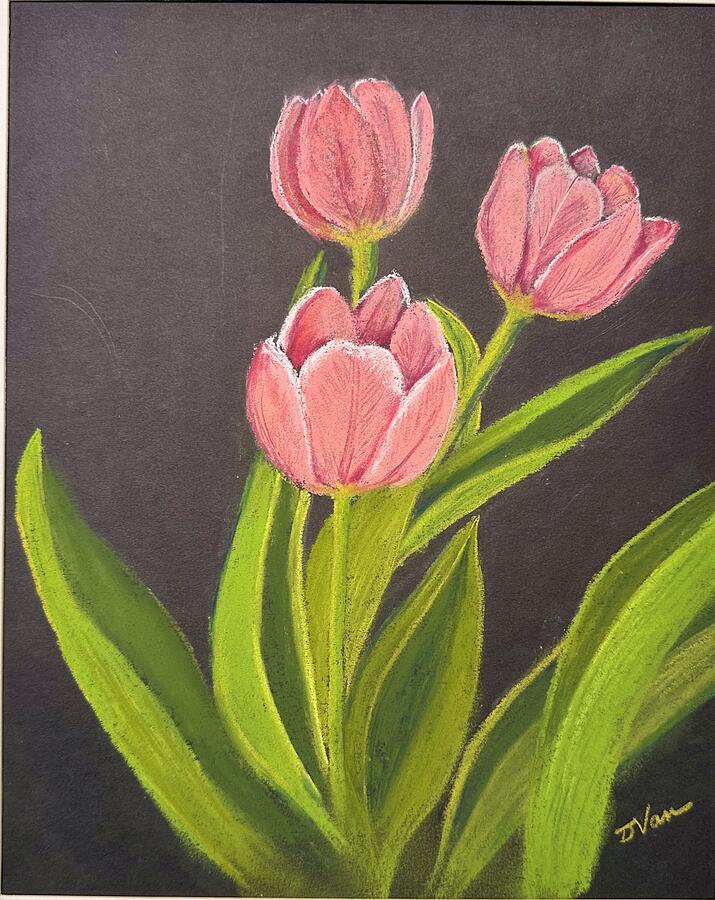 Pretty Pink Tulips Pastel by Denise Van Deroef