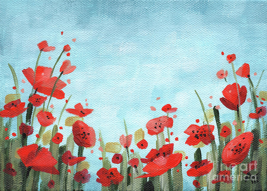Pretty Poppies Painting by Annie Troe