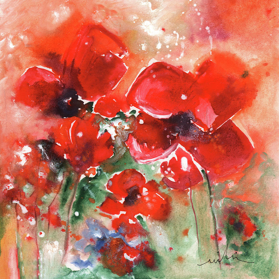 Pretty Poppies Painting by Miki De Goodaboom