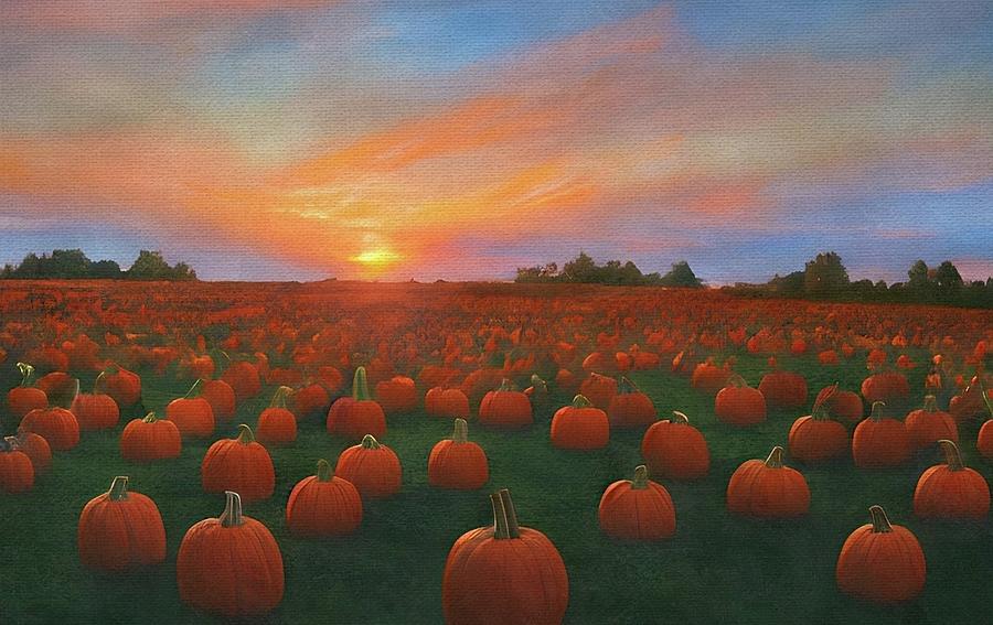 Pretty Pumpkin Patch  Painting by Ally White