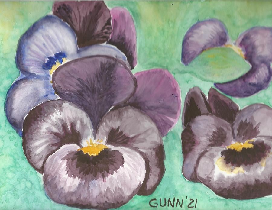 Pretty Purple Pansies Painting by Katrina Gunn