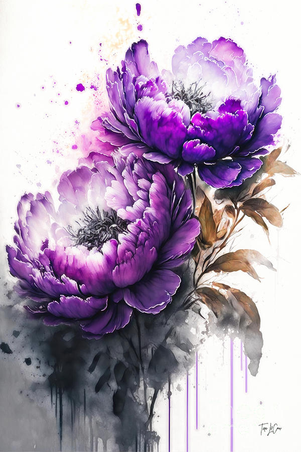 Pretty Purple Peonies Painting by Tina LeCour