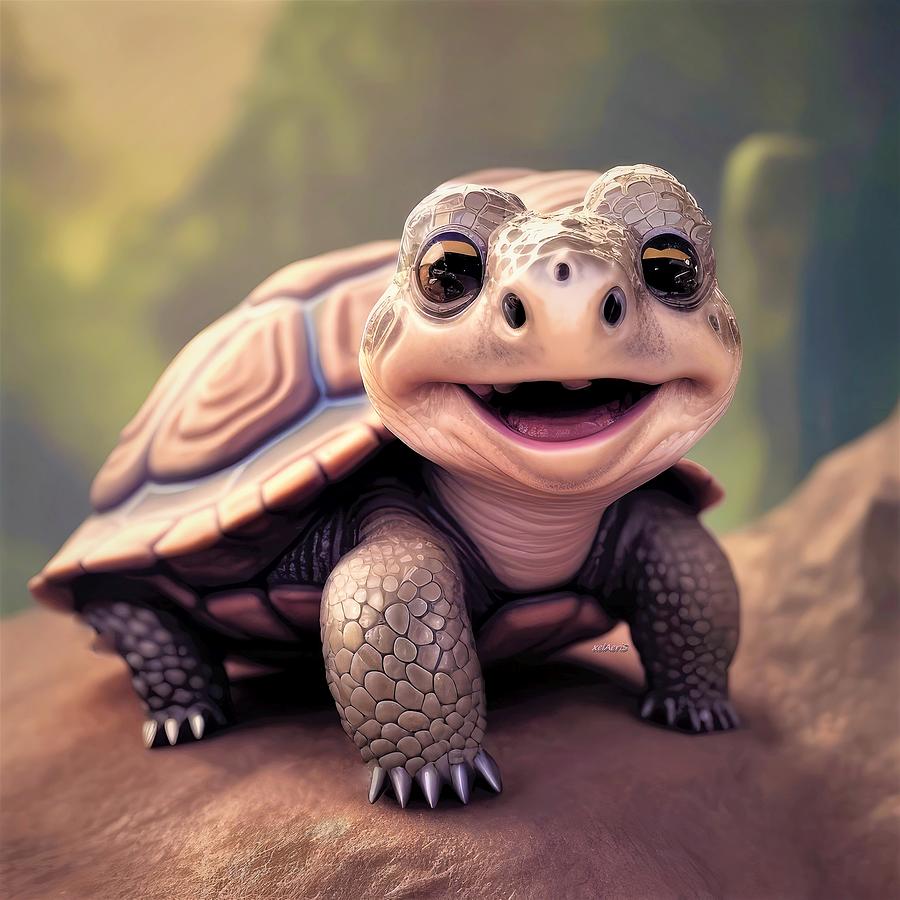 Pretty smiling Turtle full size Digital Art by xelAeriS - Fine Art America