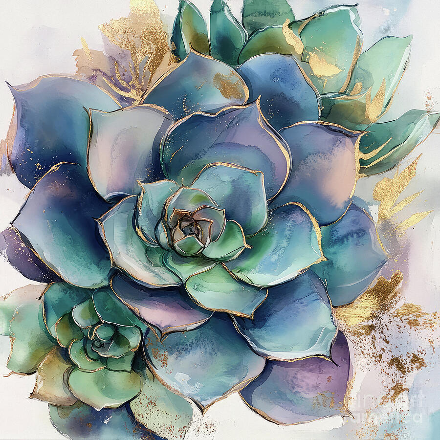 Pretty Succulent Painting by Tina LeCour Pretty Succulent Painting by Tina LeCour