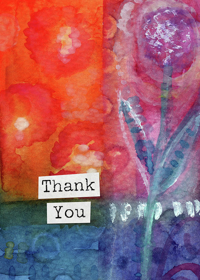 Pretty Thank You Floral- Art by Linda Woods Mixed Media by Linda Woods