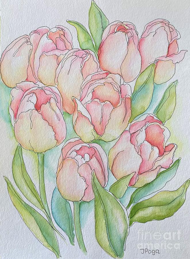 Pretty Tulips Painting by Inese Poga