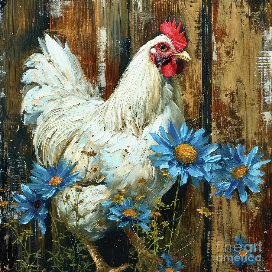 Pretty White Hen Painting by Tina LeCour