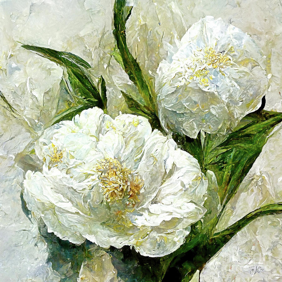 Pretty White Peonies 2 Painting by Tina LeCour