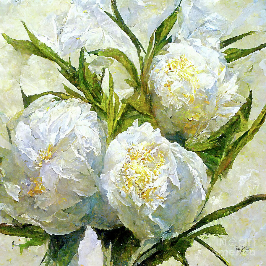 Pretty White Peonies  Painting by Tina LeCour