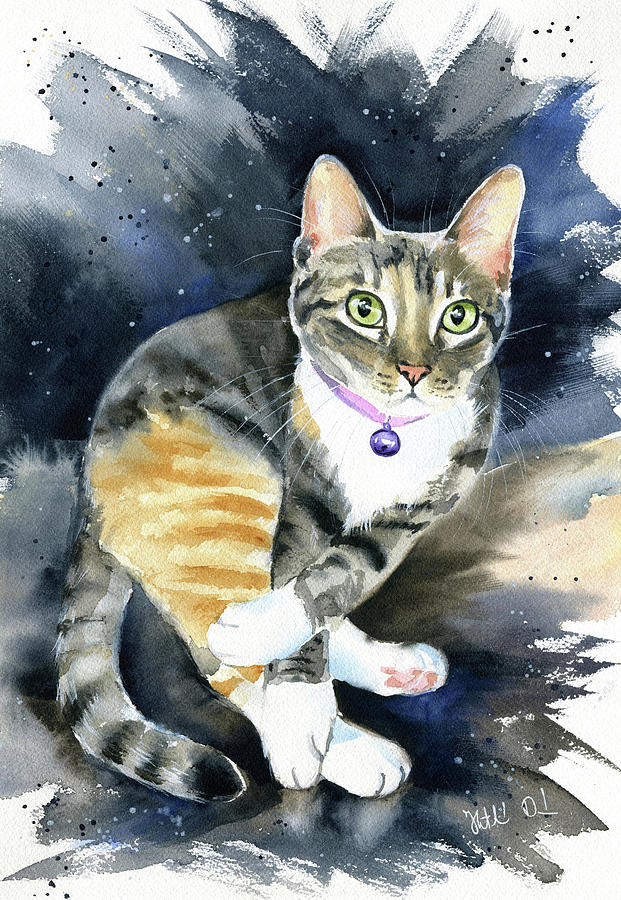 Pretzel Tabby Cat Painting Painting by Dora Hathazi Mendes