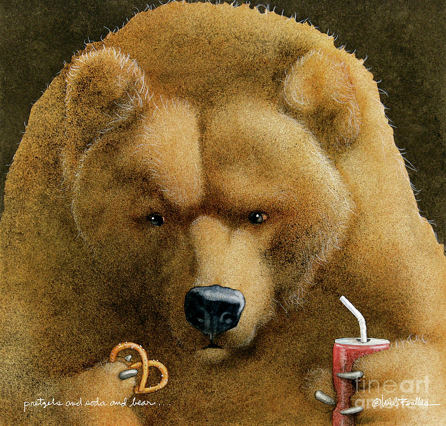 Beer Painting - Pretzels And Soda And Bear... by Will Bullas