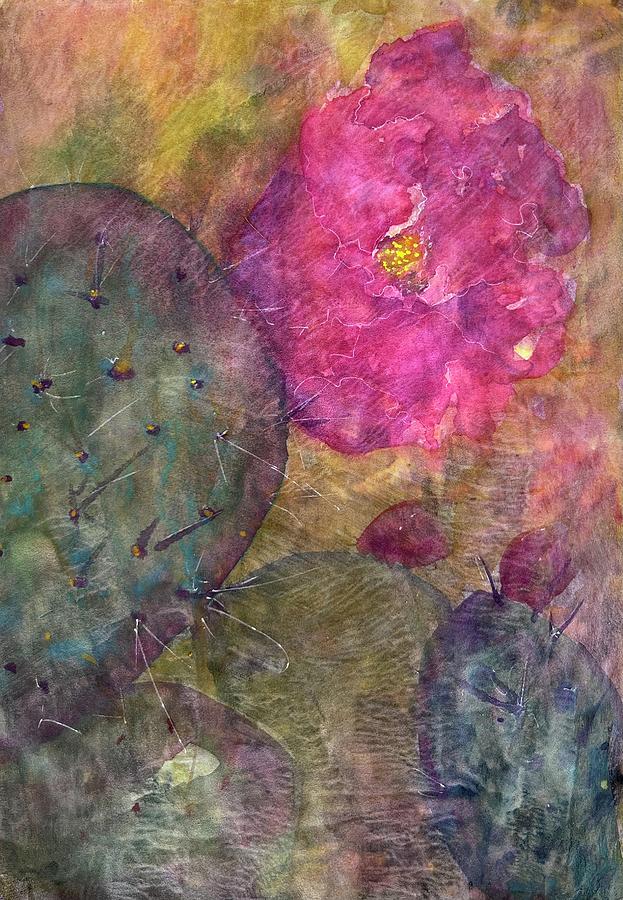 Prickly Pear Bloom Painting by Cheryl Prather