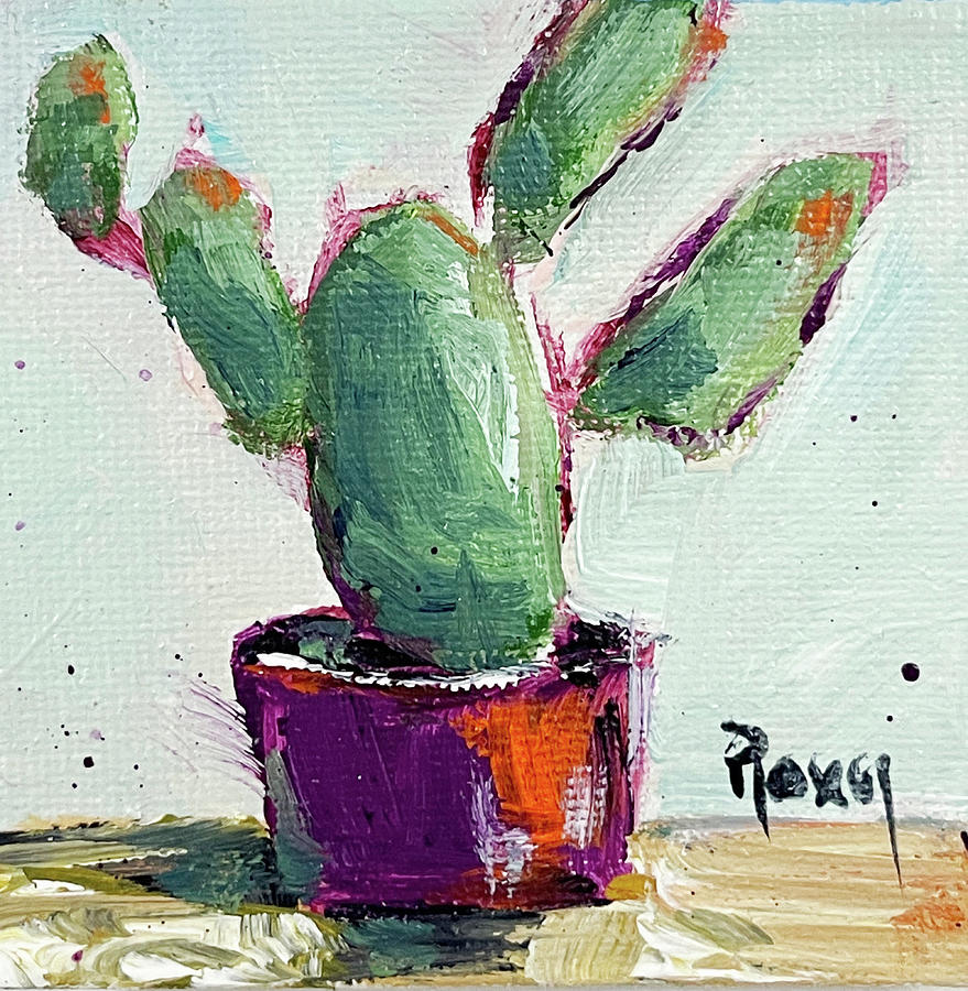 Prickly Pear Cactus 1 Painting by Roxy Rich