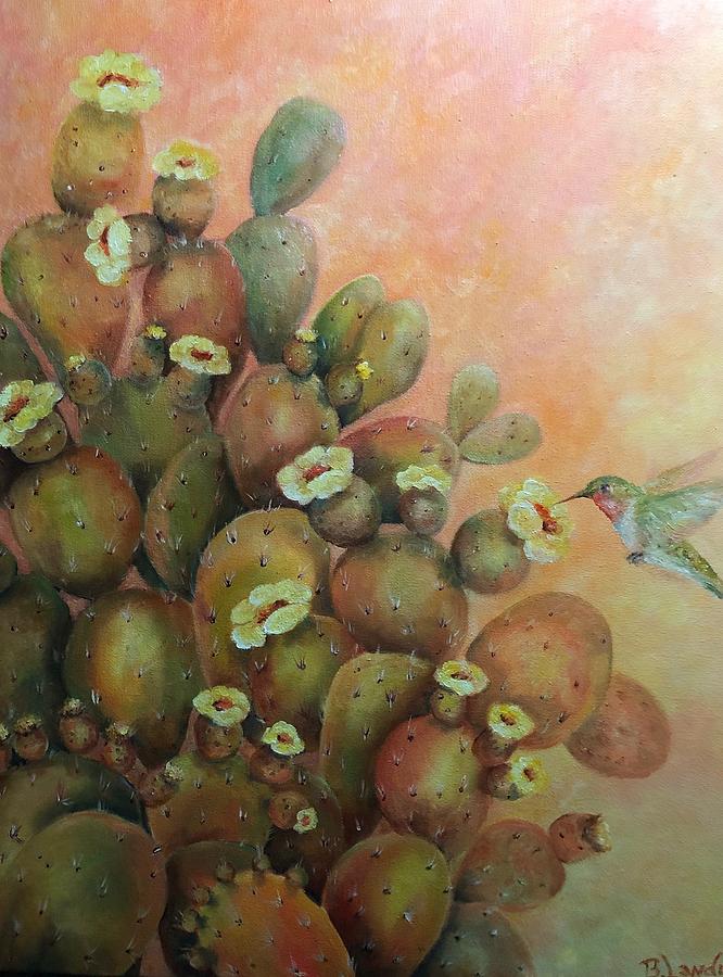 Prickly Pear Cactus Painting by Barbara Landry