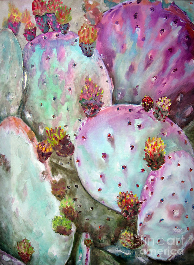 Prickly Pear Cactus Painting by CJ  Rider