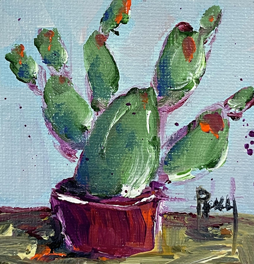 Prickly Pear Cactus  Painting by Roxy Rich