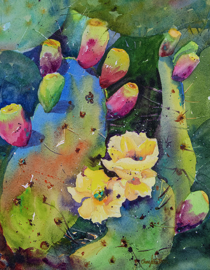 Prickly Pear Painting by Cheryl Prather