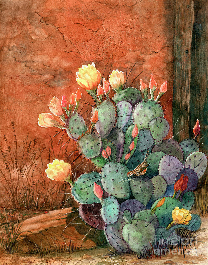 Prickly Pear Morning Glow Painting by Marilyn Smith