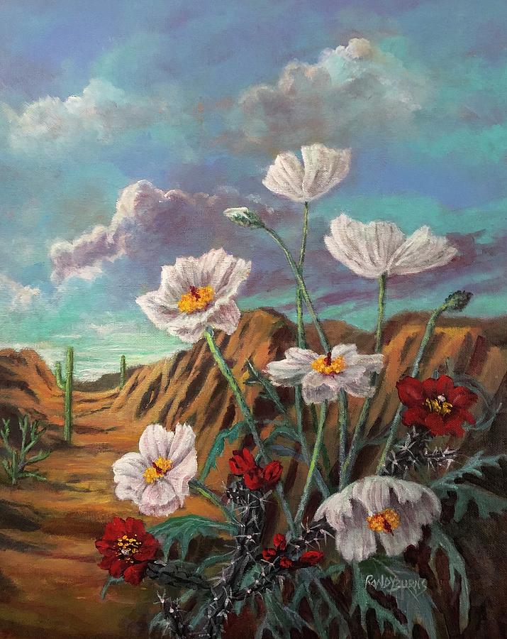 Prickly Poppies Of Arizona Painting by Rand Burns