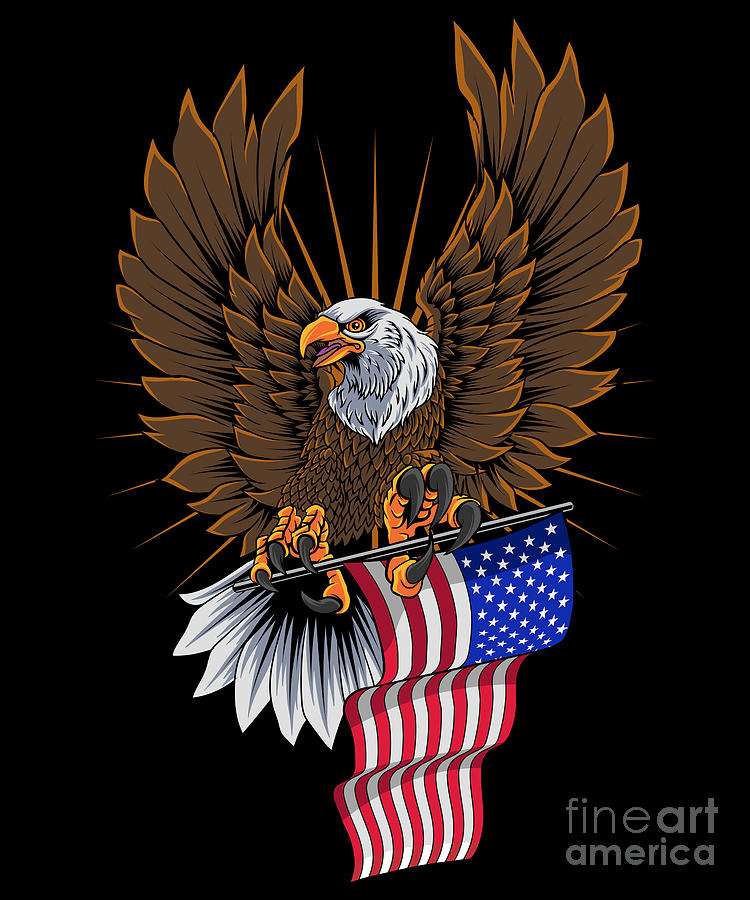 Pride Bald Eagle With Usa Flag America Digital Art By Mister Tee Fine Art America