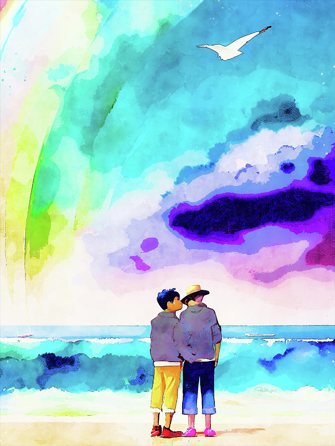 Pride Couple on Beach Digital Art by Pamela Williams