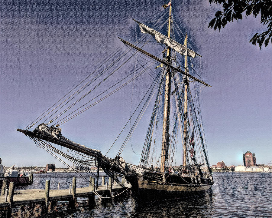 Pride of Baltimore II Charcoal Sketch Photograph by Bill Swartwout