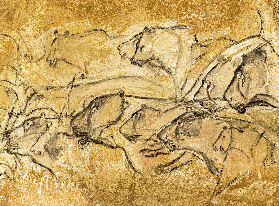Prehistoric Painting - Pride Of Lions by Chauvet Cave