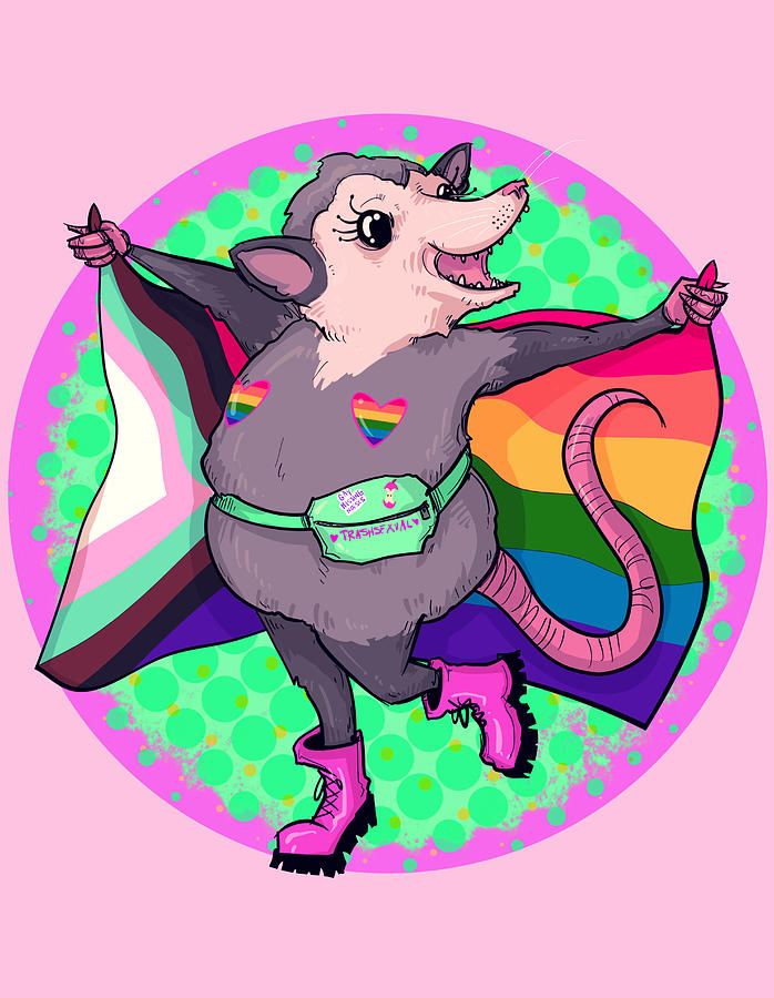 Pride Drawing - Pride Opossum by Ludwig Van Bacon