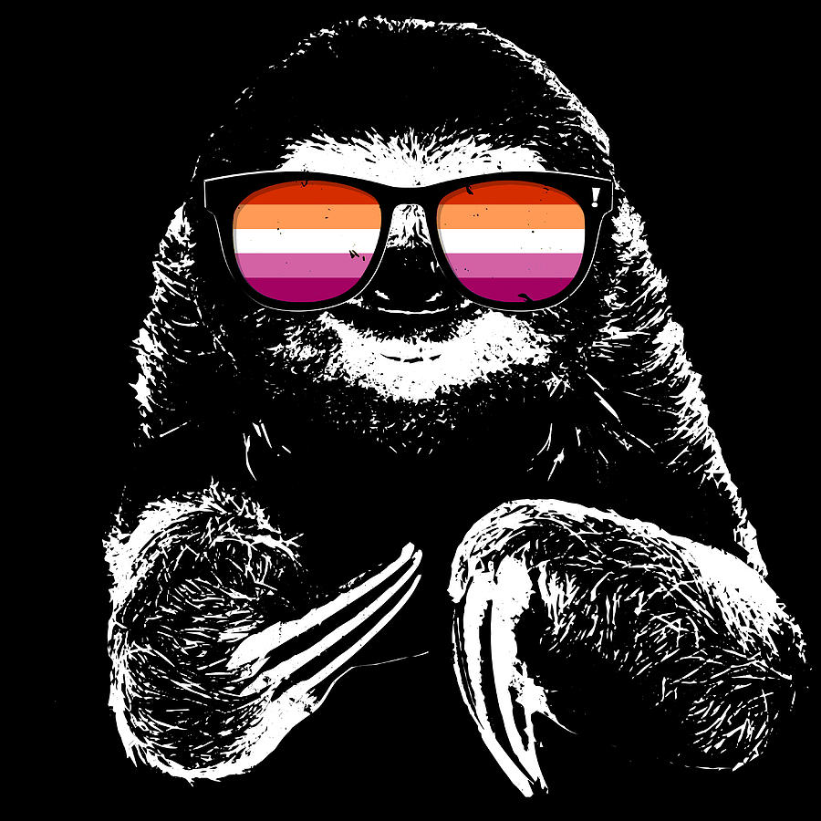 Lgbtqia Digital Art - Pride Sloth Lesbian Flag Sunglasses by Patrick Hiller