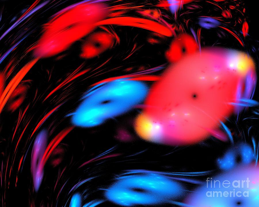 Abstract Digital Art - Primary Red Orb by Kim Sy Ok