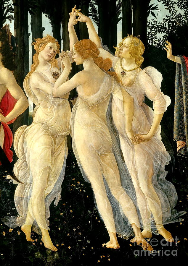 Primavera - Three Graces Painting by Sandro Botticelli