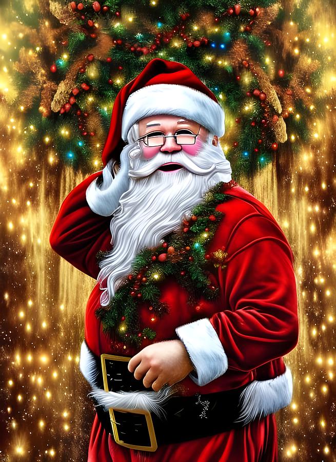 Primping Santa  Claus  Digital Art by Beverly Read