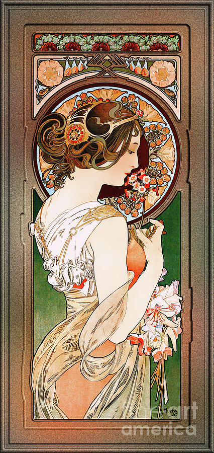 Primrose by Alphonse Mucha Vintage Xzendor7 Old Masters Reproductions Painting by Xzendor7