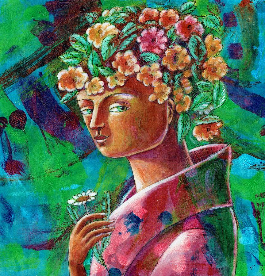 Primrose salute to Spring Painting by June Walker