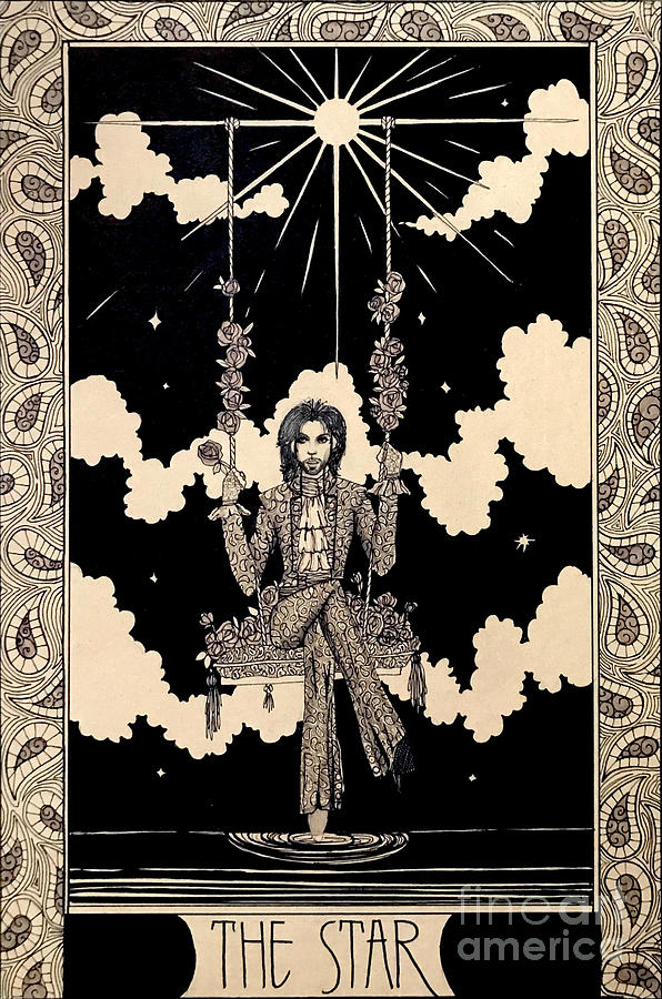 Prince Drawing - Prince as the Star card  by Kathy Zyduck