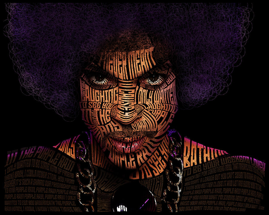 Music Digital Art - Prince Typography Portrait by Kristina Hamilton