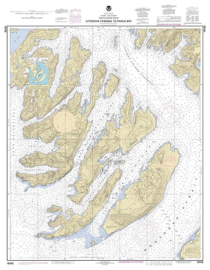 Prince William Sound Latouche Passage To Whale Bay Alaska Noaa Chart Digital Art By