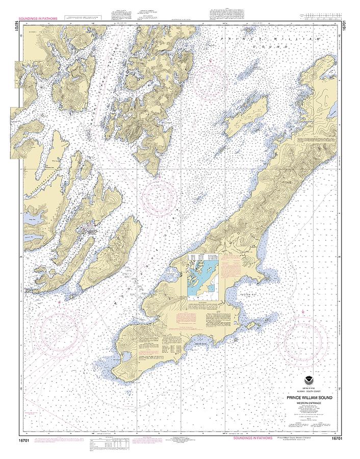 Prince William Sound Western Entrance Alaska, Noaa Chart 16701 Digital ...