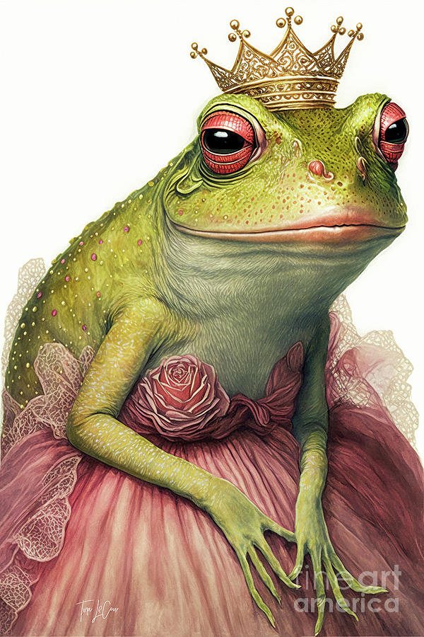 Frog Painting - Princess Bullfrog by Tina LeCour