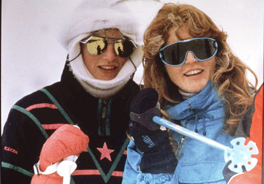 Princess Diana and Sarah Ferguson skiing Photograph by Rick Wilking