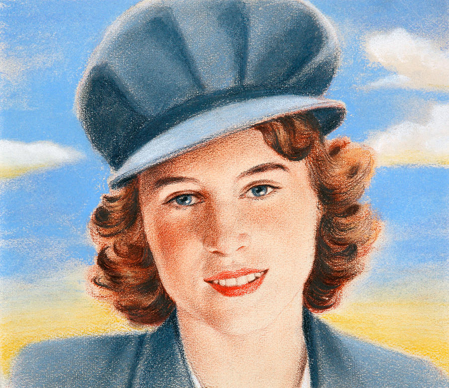 Princess Elizabeth II - William Timym - Circa 1944 Drawing by War Is Hell Store