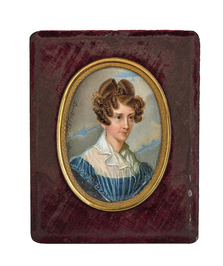 Princess Emilie Troubezkoy portrait miniature, watercolour on paper, Painting by MotionAge Designs