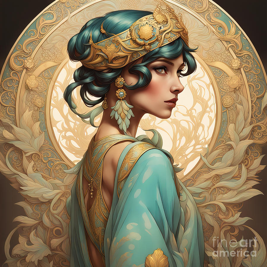 Princess Jasmine Style Mucha Painting By Pablo Romero - Fine Art America