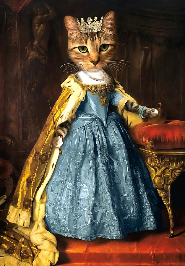 Princess Pumpkin - Royal Cat Portrait Digital Art by Milly May.