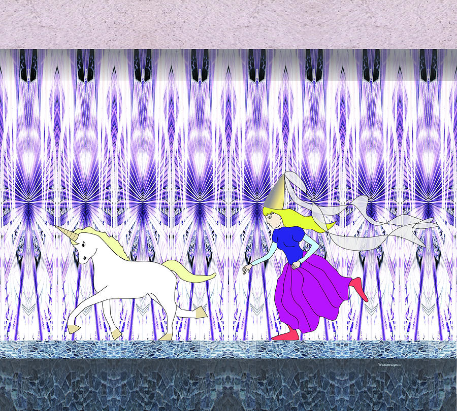Princess Runs with Unicorn Digital Art by Teresamarie Yawn