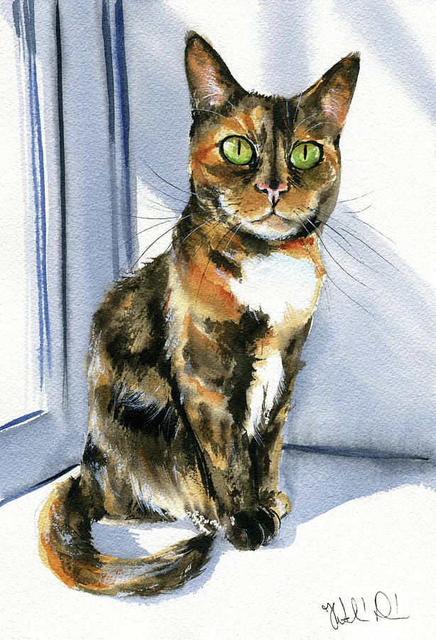 Princess Tiger Lily Tortie Cat Painting Painting by Dora Hathazi Mendes