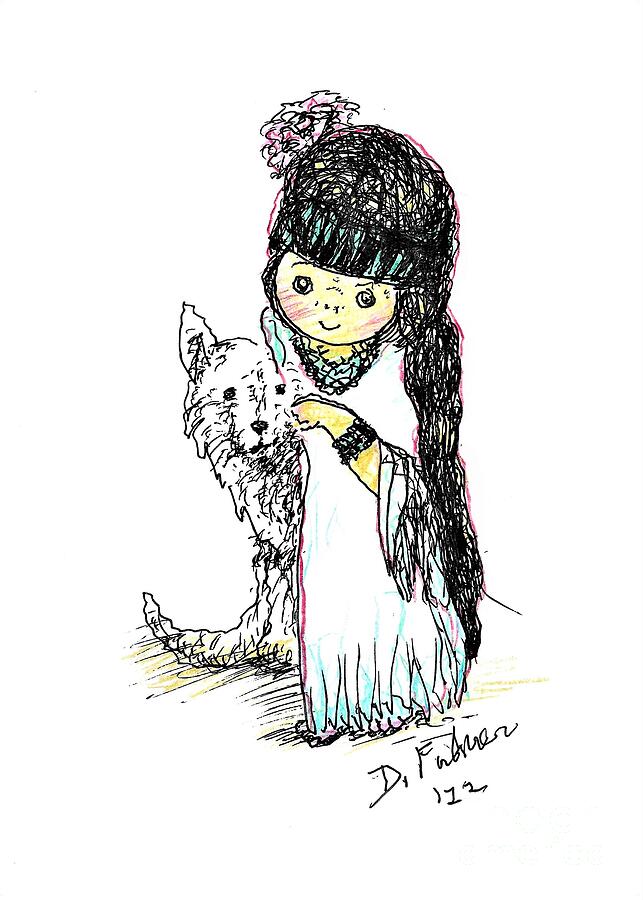 Princess Walks With Wolves Drawing by Denise F Fulmer
